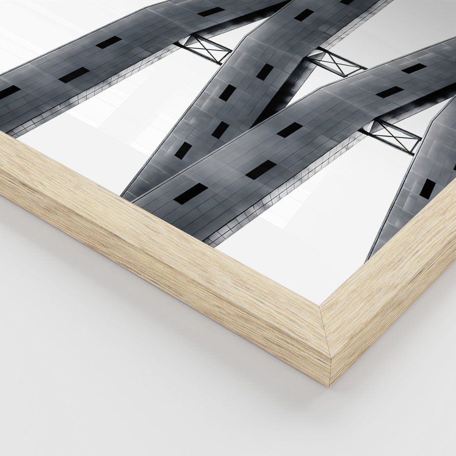 Zestaw obrazy w ramie, plakaty - architektura, budynki, minimalizm - rama drewno