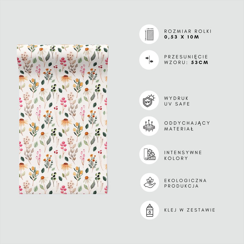 Tapeta - kwiaty, liście, wzór