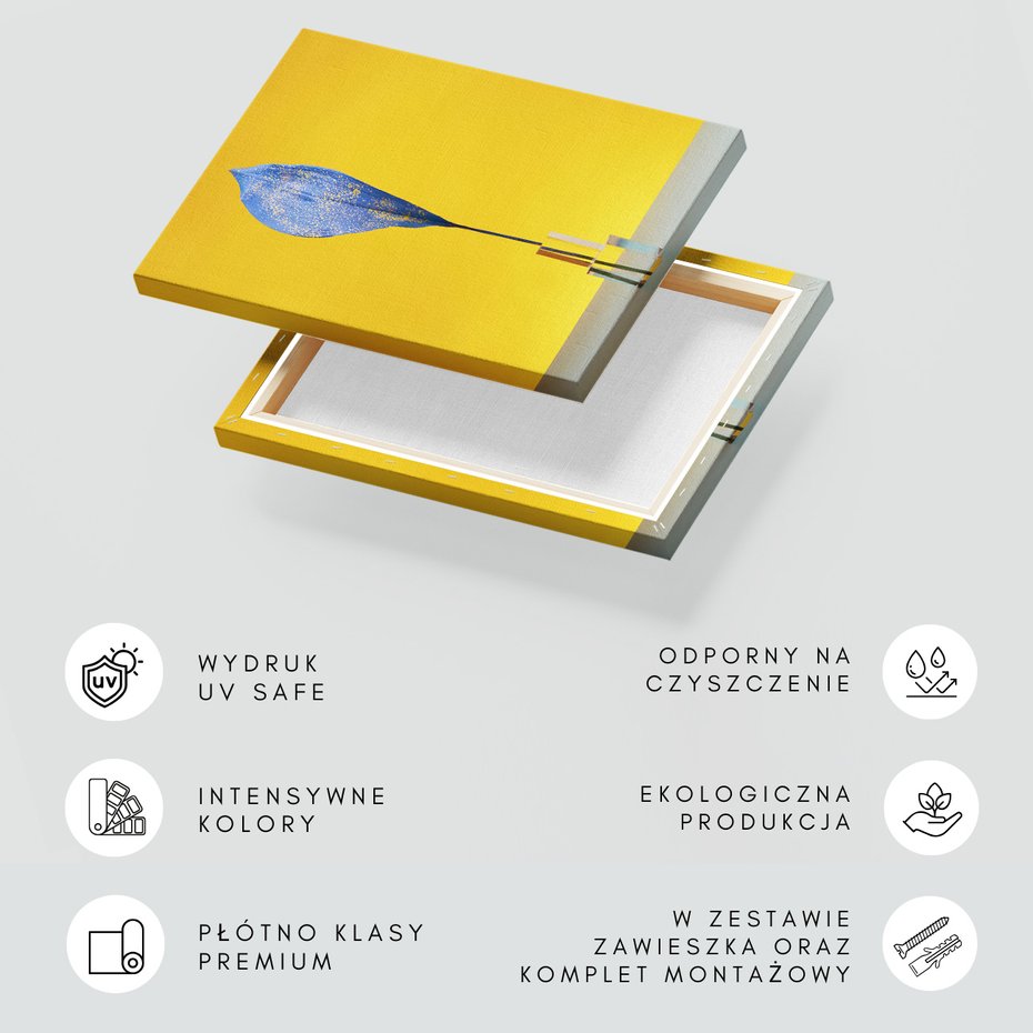 Obraz na płótnie - liść, niebieski, żółty