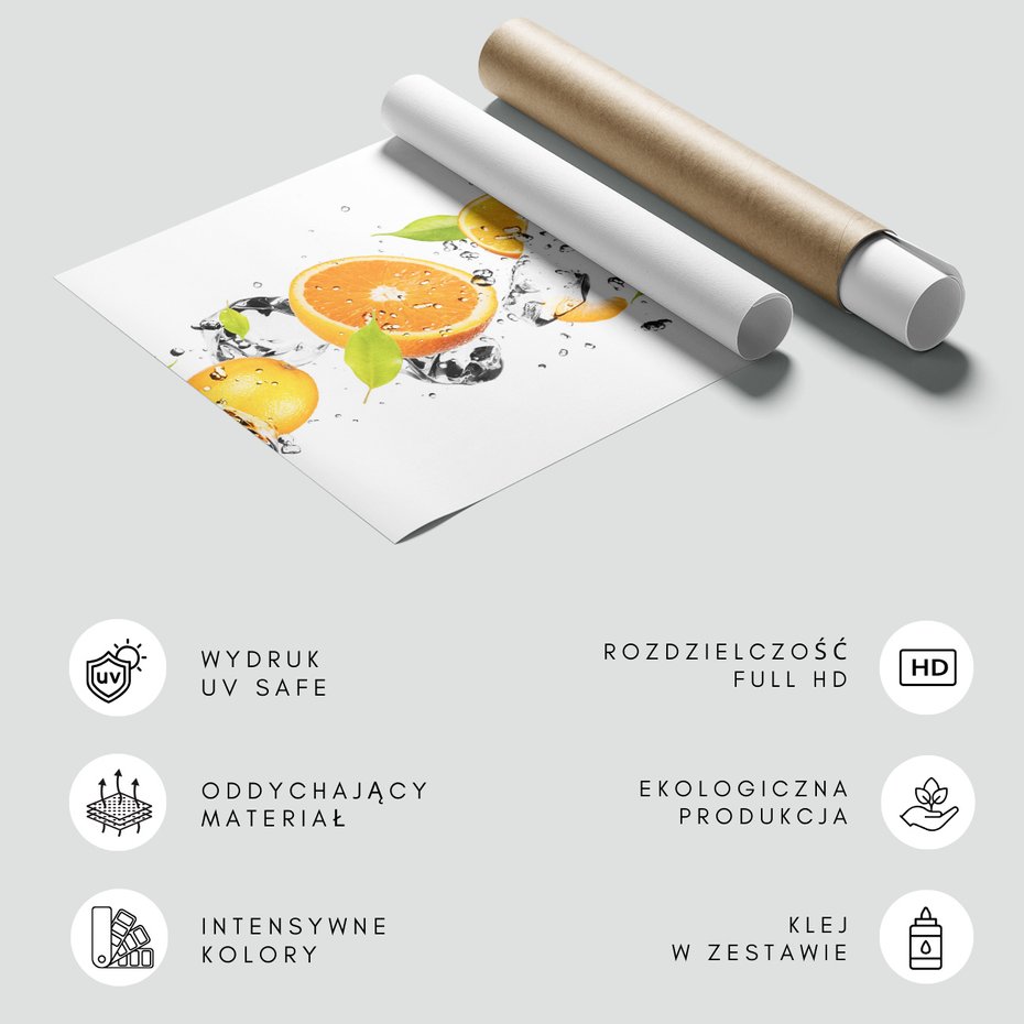 Fototapeta - pomarańcze, lód, woda