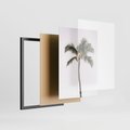 Zestaw obrazy w ramie, plakaty - palma, ananas, tropikalny - rama czarna