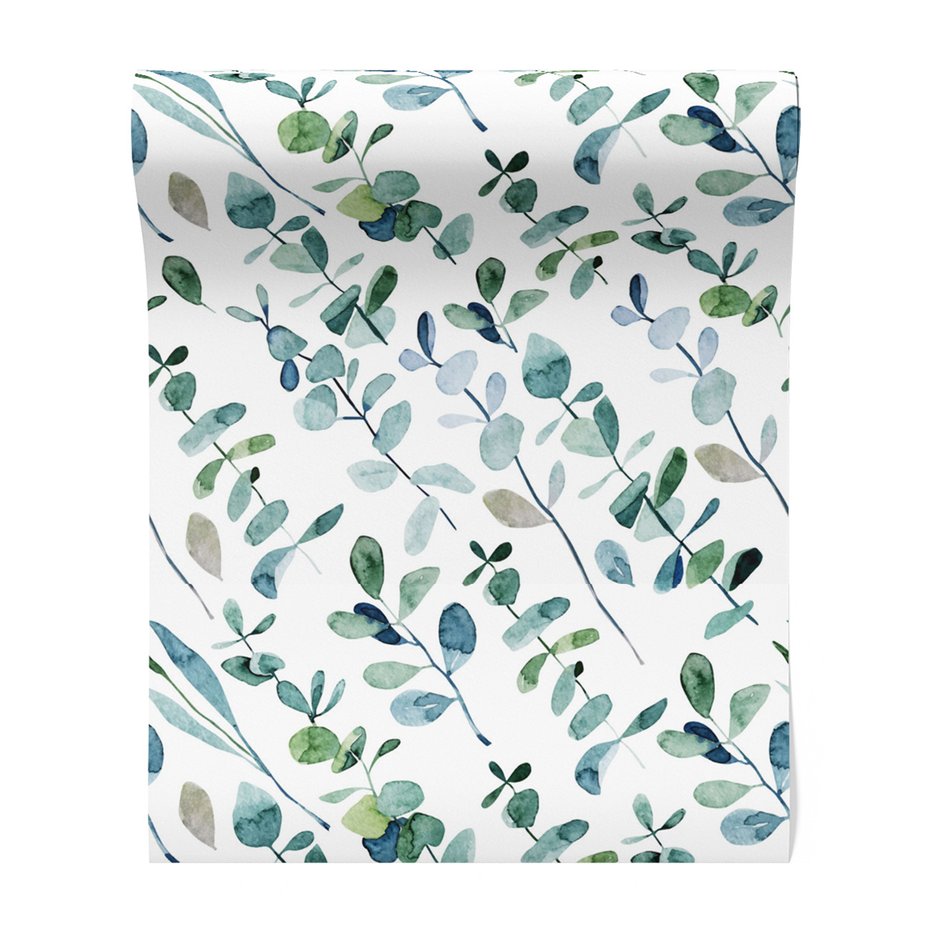 Tapeta - liście, gałązki, akwarela