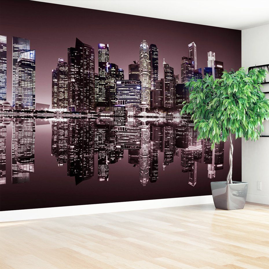 Fototapeta - miasto, noc, odbicie