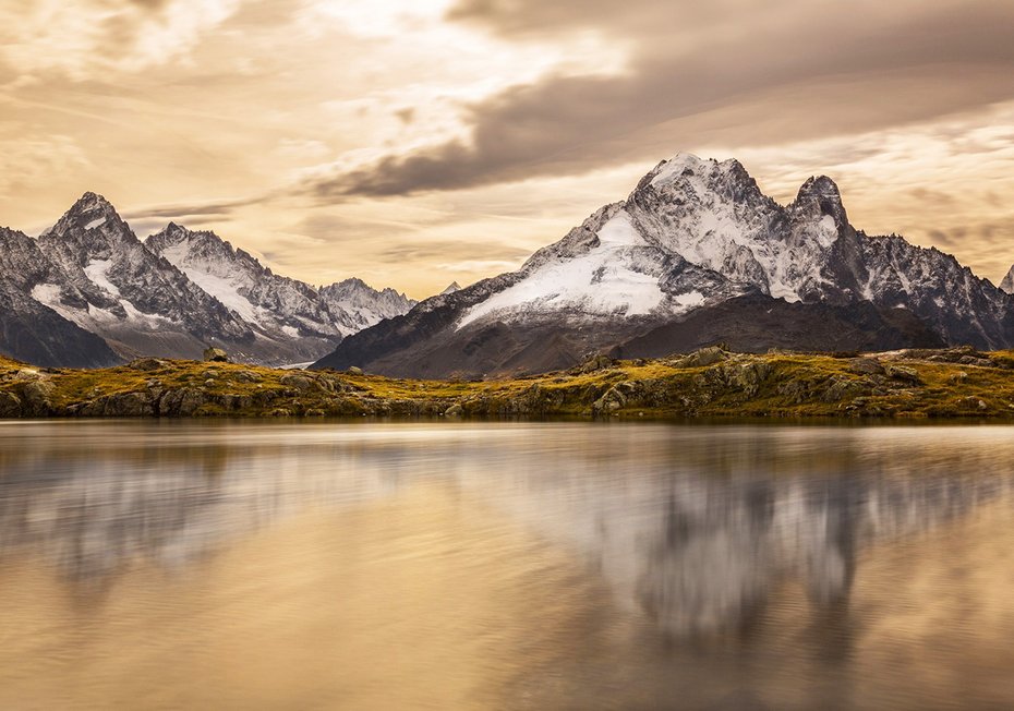 Fototapeta - góry, jezioro, śnieg
