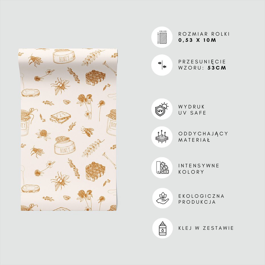 Tapeta - miód, pszczoła, kwiaty