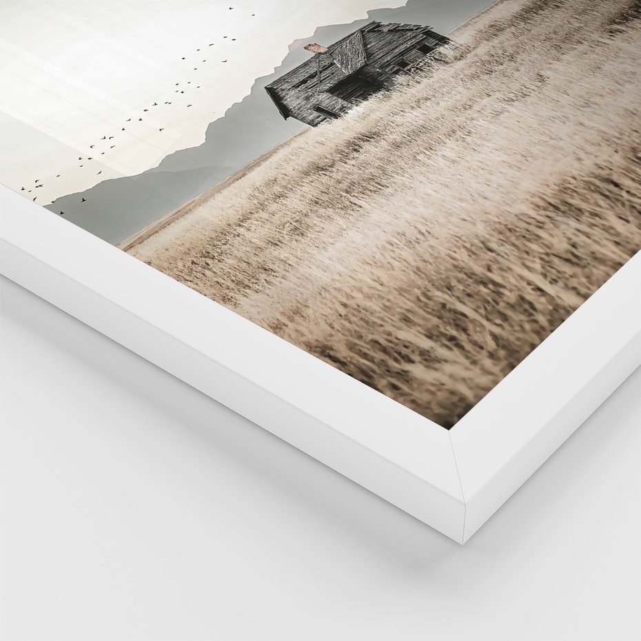 Zestaw obrazy w ramie, plakaty - krajobraz, natura, dom - rama biała