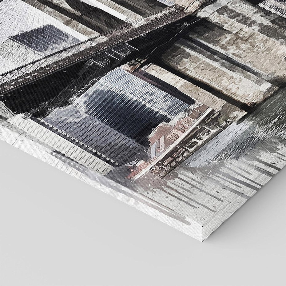 Obraz na płótnie - most, miasto, budynki