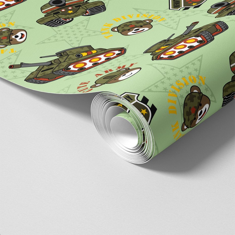 Tapeta - dziecięca, czołgi, misie, gwiazdy