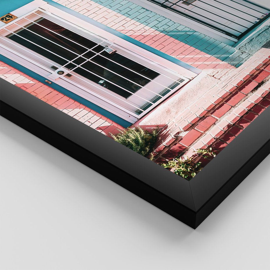 Zestaw obrazy w ramie, plakaty - palmy, samochód, deski surfingowe - rama czarna