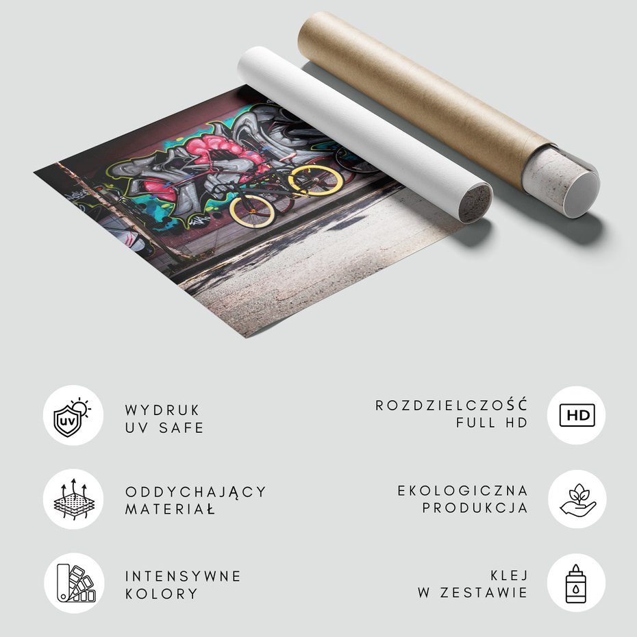 Fototapeta - rowery, graffiti, ulica