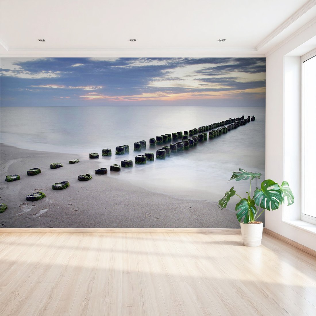 Fototapeta - plaża, morze, drewno