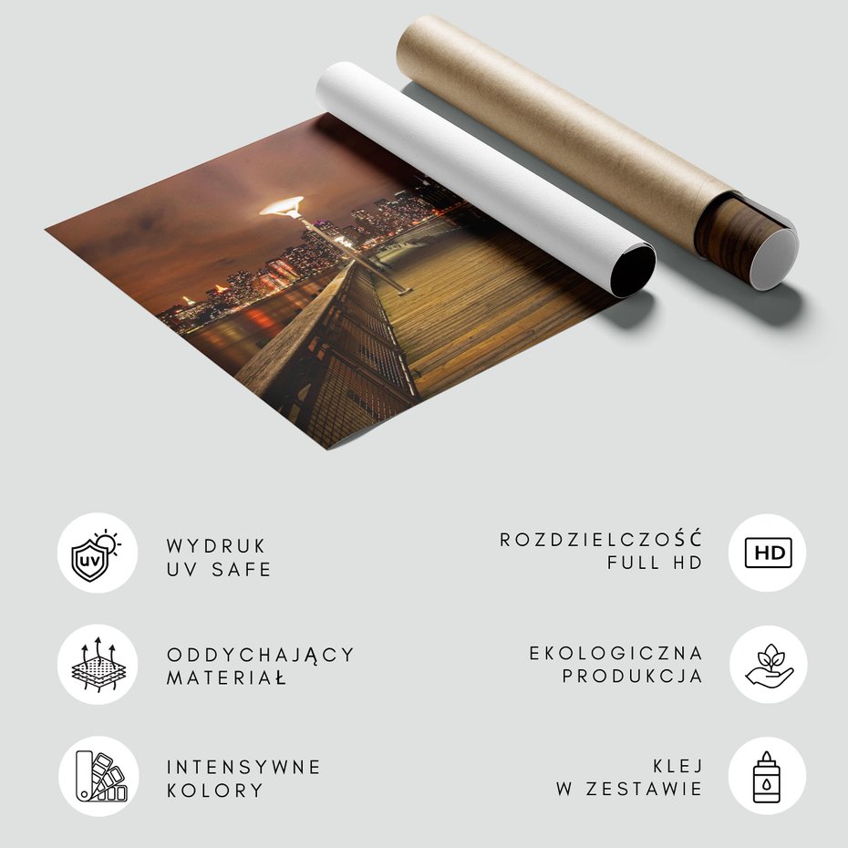 Fototapeta - miasto, noc, molo