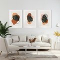 Zestaw obrazy w ramie, plakaty - liście, monstera, abstrakcja - rama biała