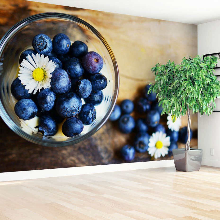 Fototapeta - jagody, kwiaty, deser