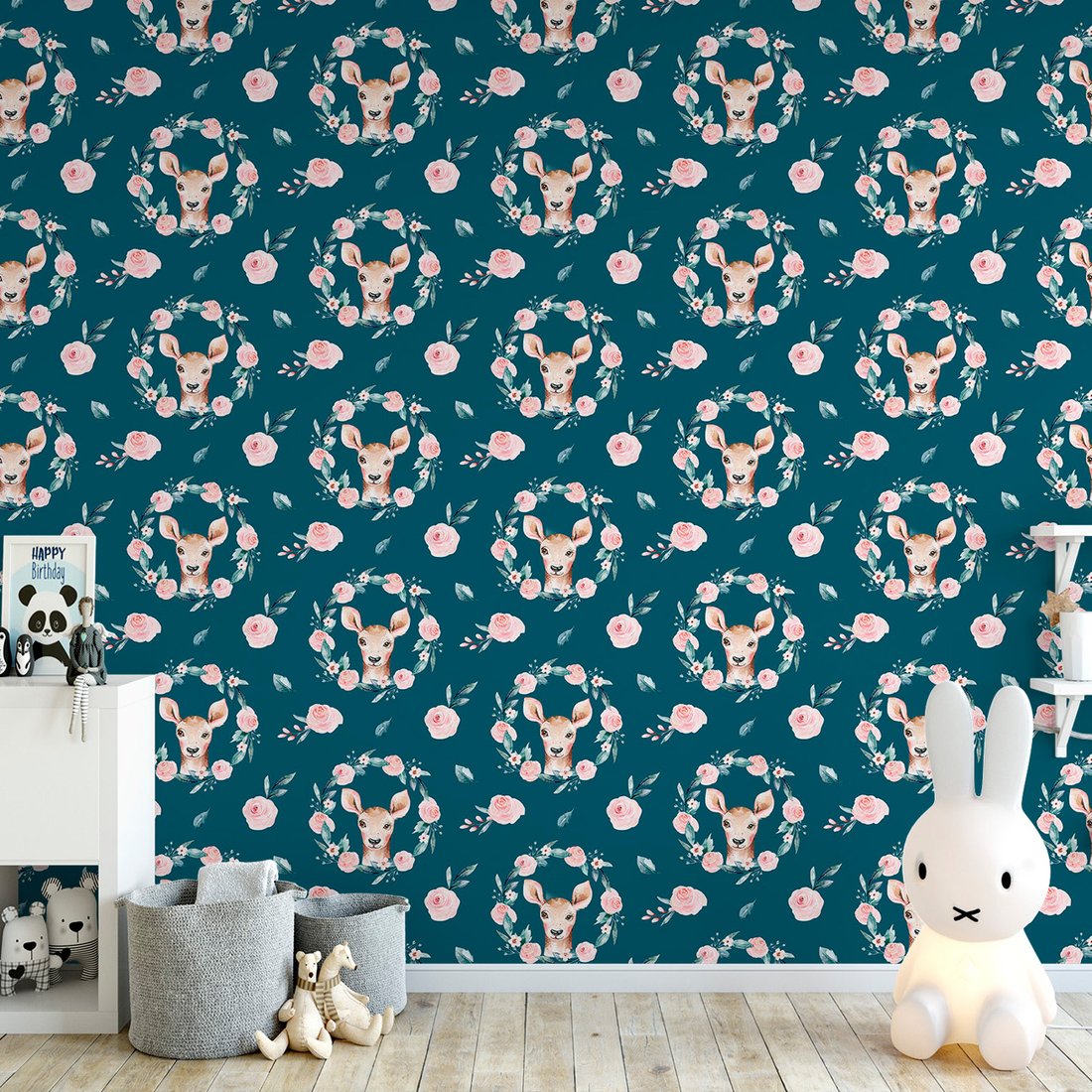 Tapeta - sarna, róża, liście