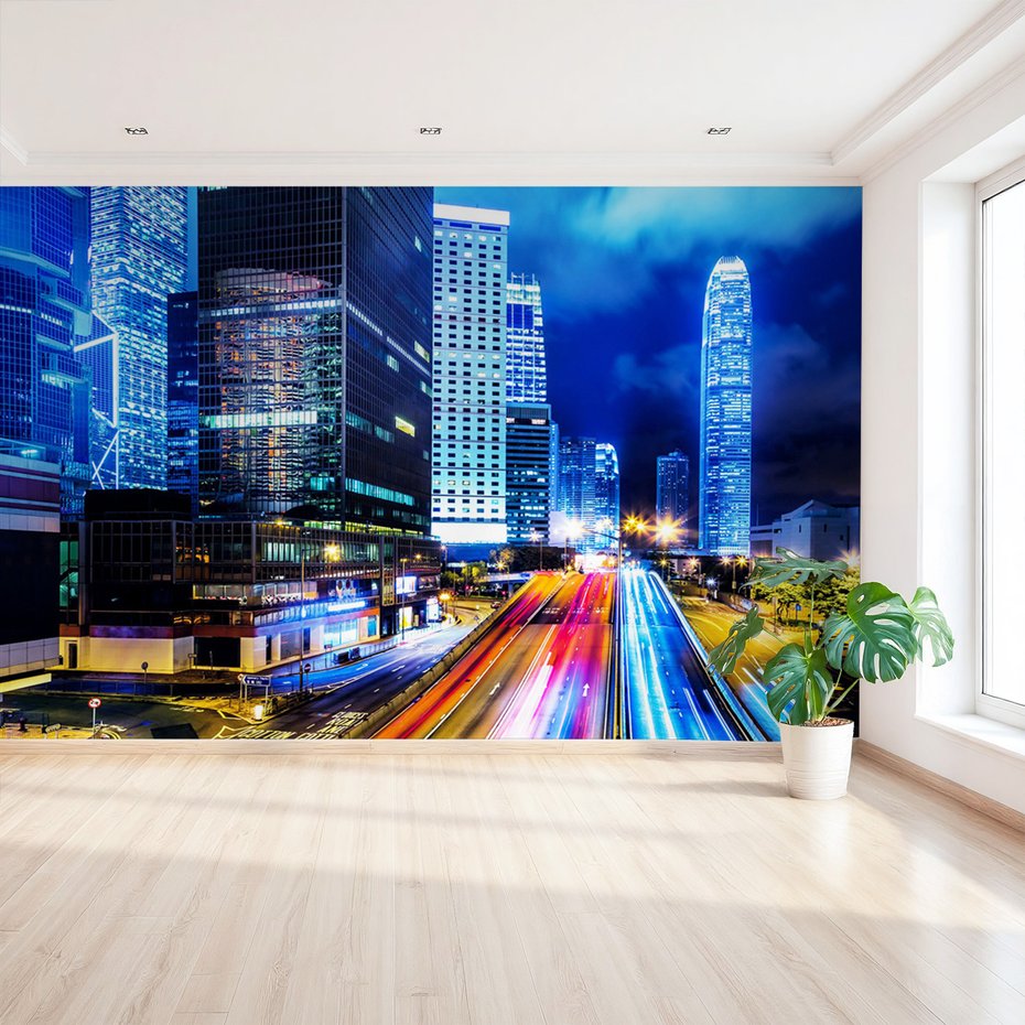 Fototapeta - miasto, noc, budynki