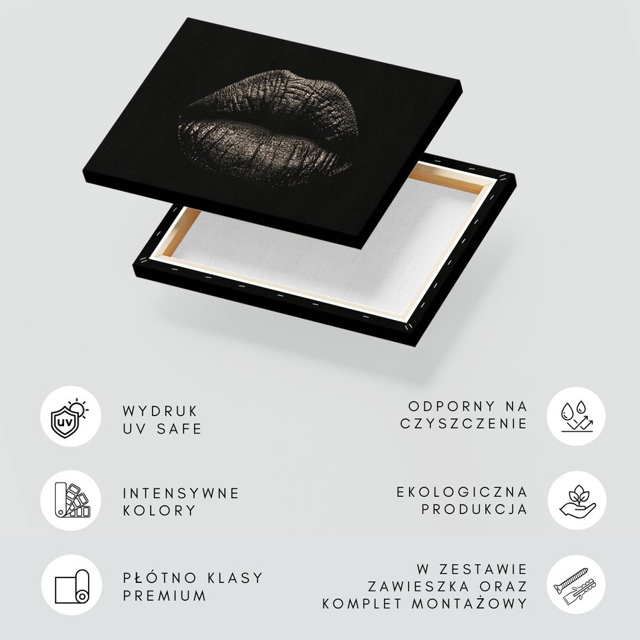 Obraz na płótnie - usta, czarne, błyszczące