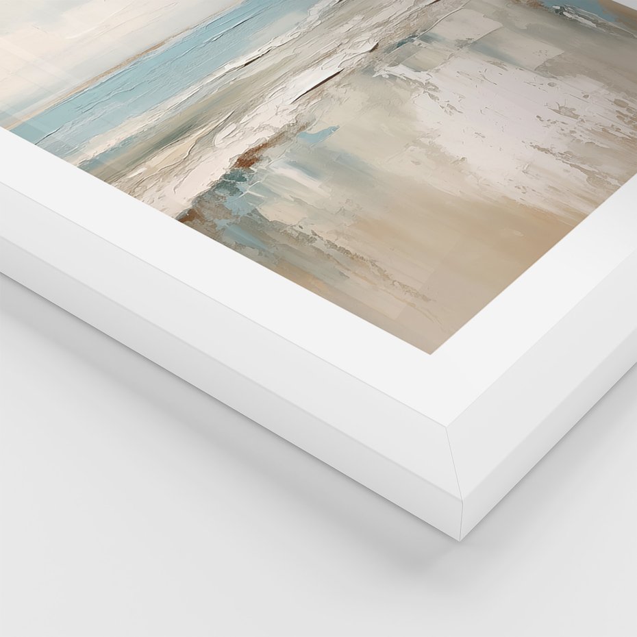 Zestaw obrazy w ramie, plakaty - morze, chmury, abstrakcja - rama biała