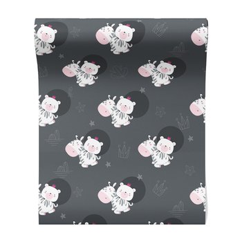 Tapeta - dziecięca, zebra, miś, korona