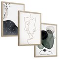 Zestaw obrazy w ramie, plakaty - abstrakcja,minimalizm,linie - rama drewno