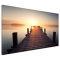 Obraz na płótnie - jezioro, pomost, wschód słońca
