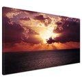 Obraz na płótnie - morze, zachód słońca, chmury