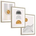 Zestaw obrazy w ramie, plakaty - abstrakcja, geometryczne, linie - rama drewno