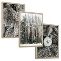 Zestaw obrazy w ramie, plakaty - zima, śnieg, las - rama drewno