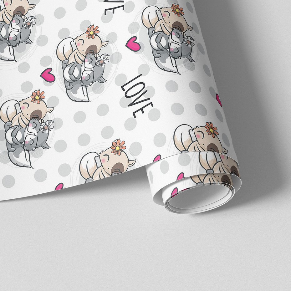 Tapeta - dziecięca, zwierzęta, serca, miłość