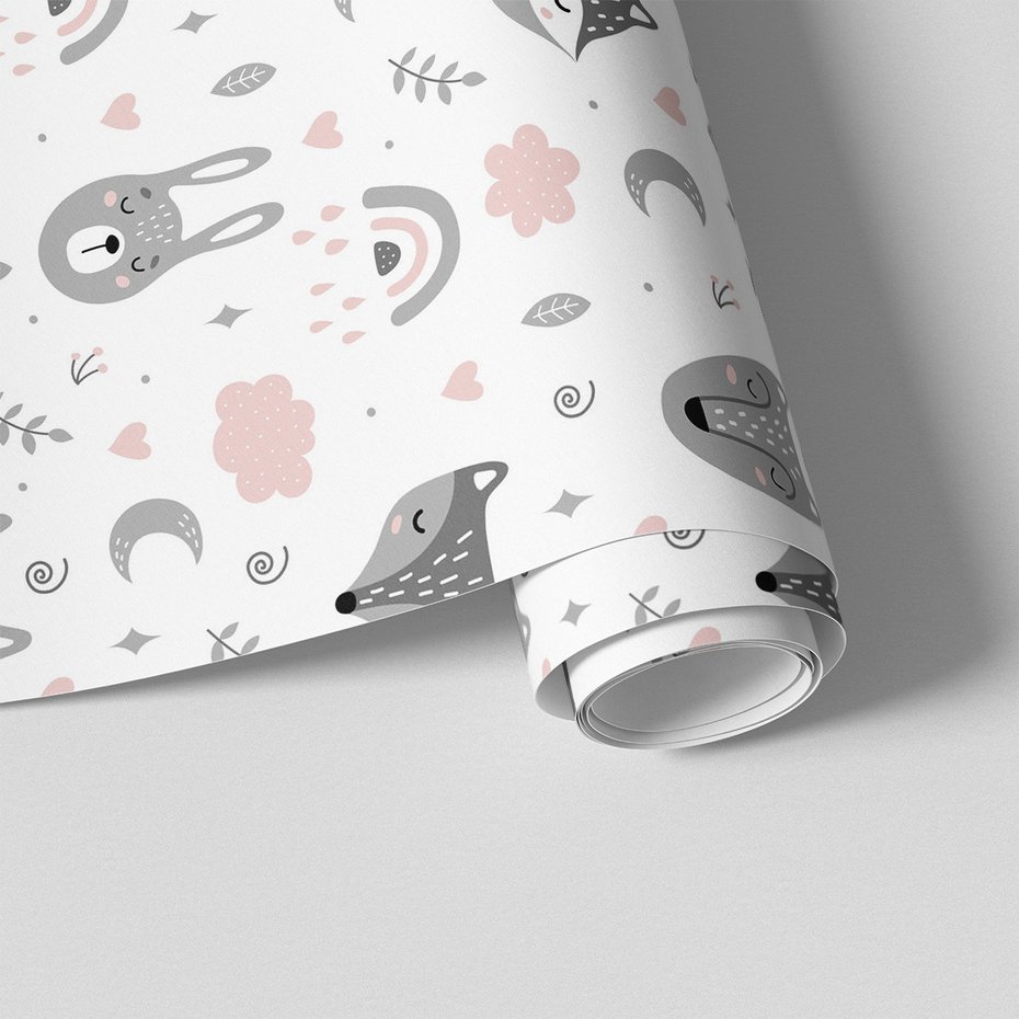 Tapeta - dziecięca, lisy, królik, chmury