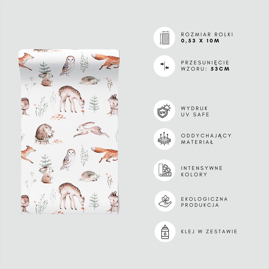 Tapeta - dziecięca, zwierzęta, las, ilustracje