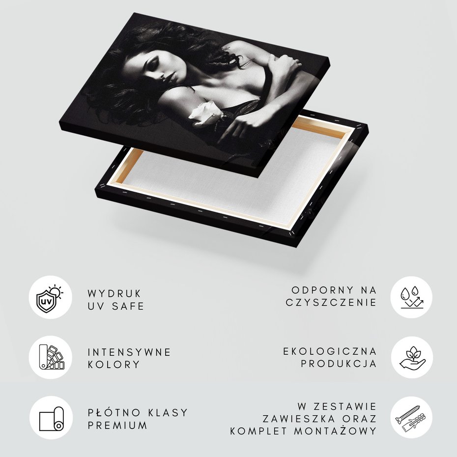 Obraz na płótnie - kobieta, róża, portret