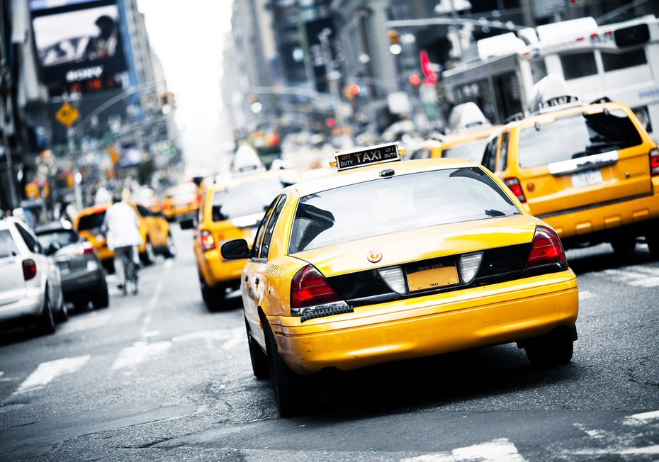 Fototapeta - taxi, miasto, ulica