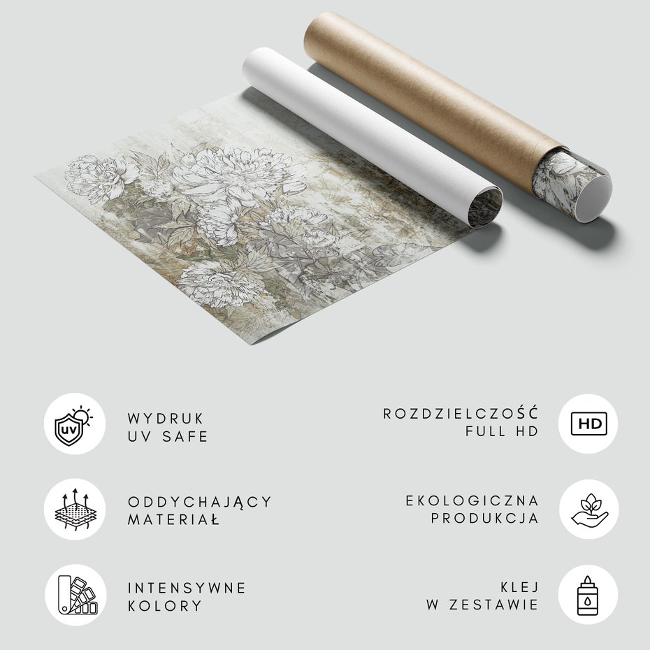 Fototapeta - loft, kwiaty, mural