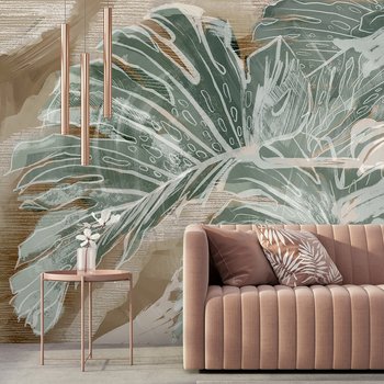 Fototapeta - beton, duże, liście