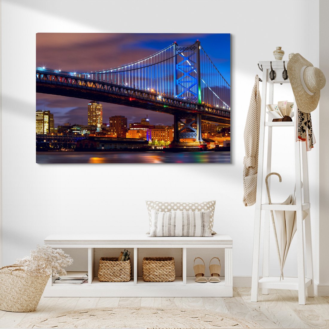 Obraz na płótnie - most, miasto, noc