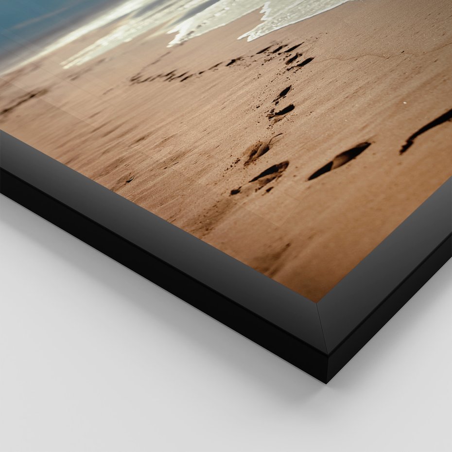 Zestaw obrazy w ramie, plakaty - plaża, morze, piasek - rama czarna