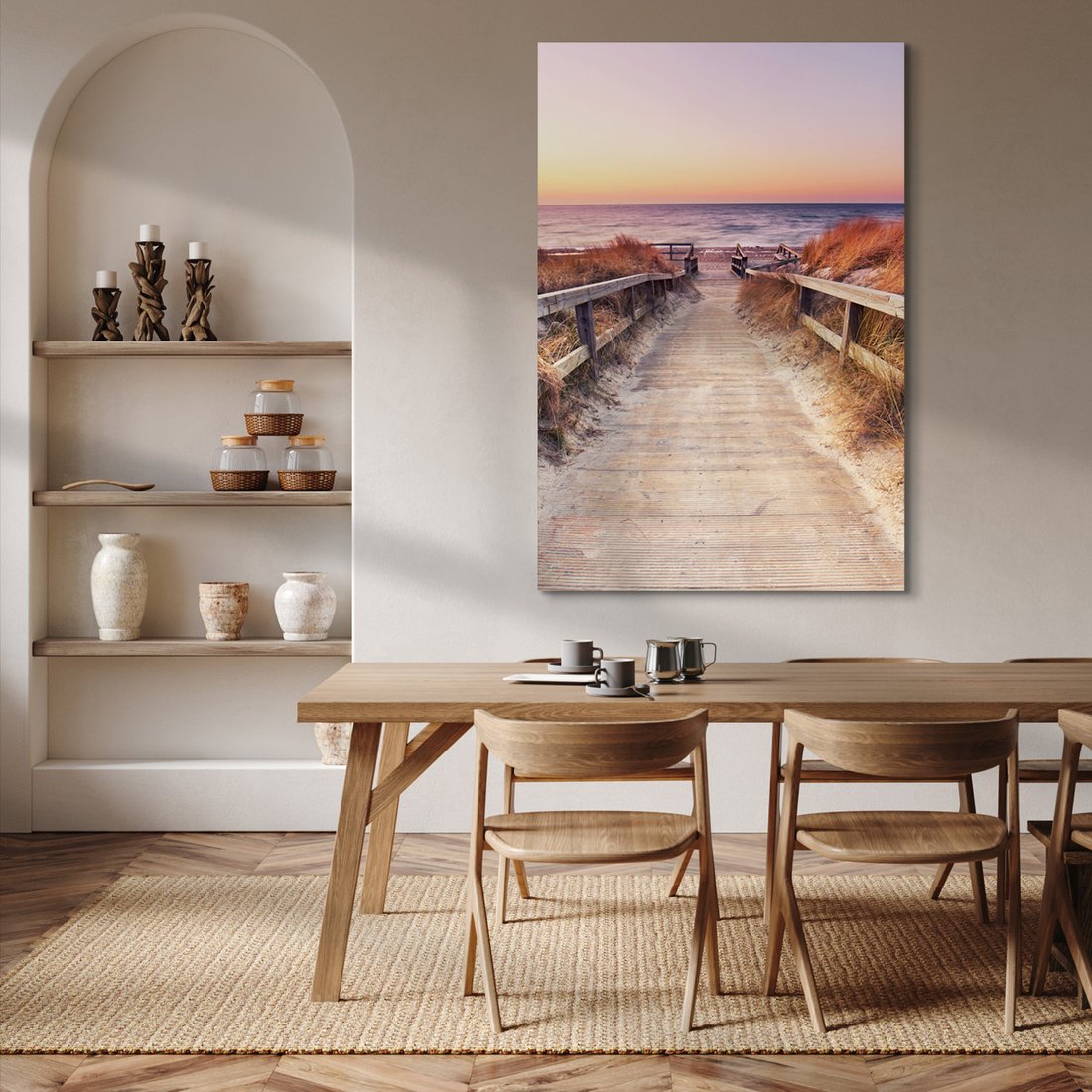 Obraz na płótnie - plaża, morze, zachód słońca