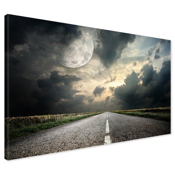 Obraz na płótnie - droga, księżyc, chmury
