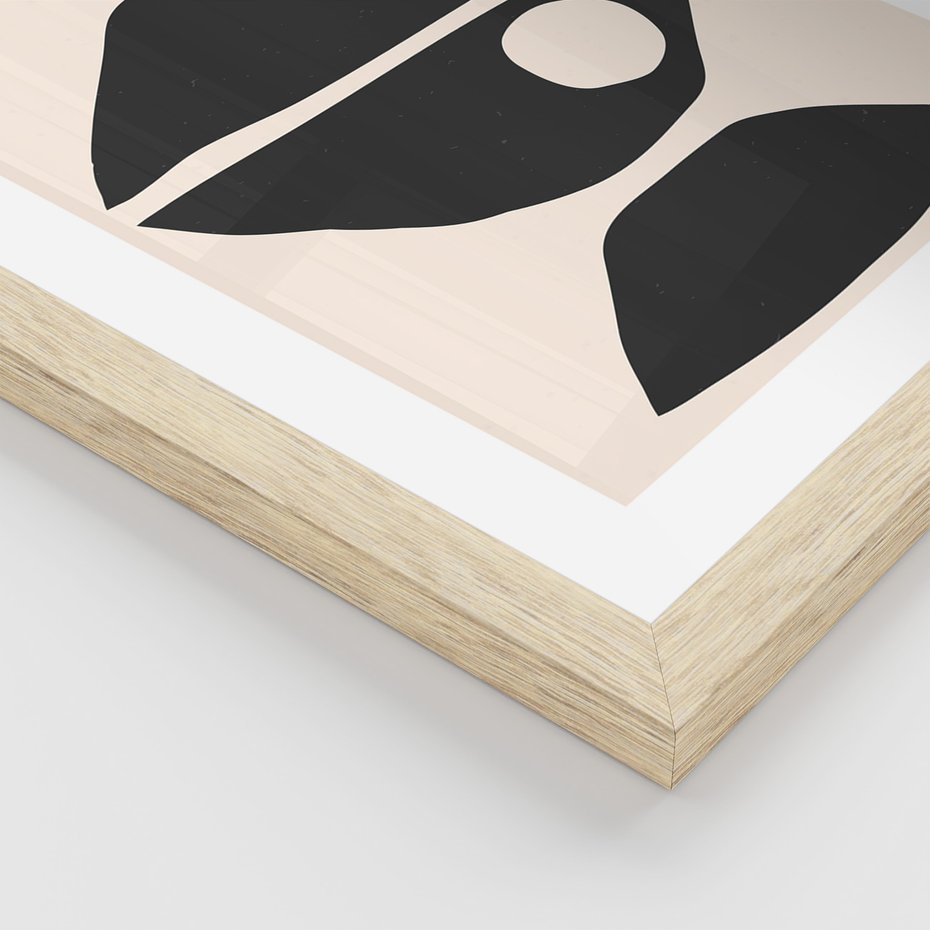 Zestaw obrazy w ramie, plakaty - abstrakcja, minimalizm, kształty - rama drewno