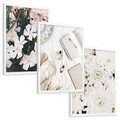 Zestaw obrazy w ramie, plakaty - kwiaty, biały, roślina - rama biała