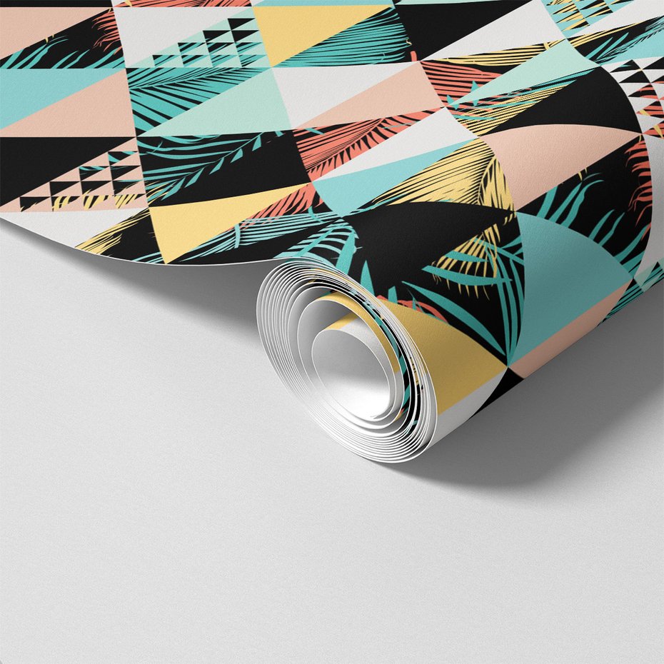 Tapeta - trójkąty, liście, abstrakcja