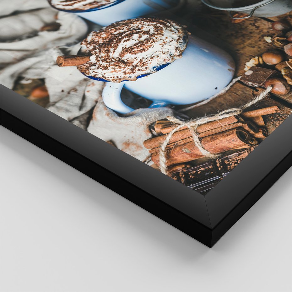 Zestaw obrazy w ramie, plakaty - kawa, kakao, napój - rama czarna