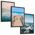 Zestaw obrazy w ramie, plakaty - plaża, morze, woda - rama czarna