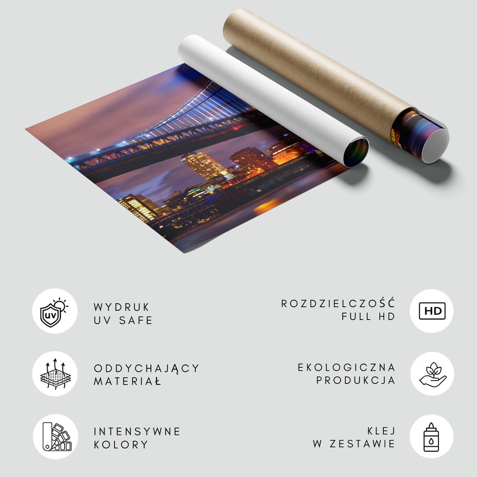 Fototapeta - miasto, most, noc