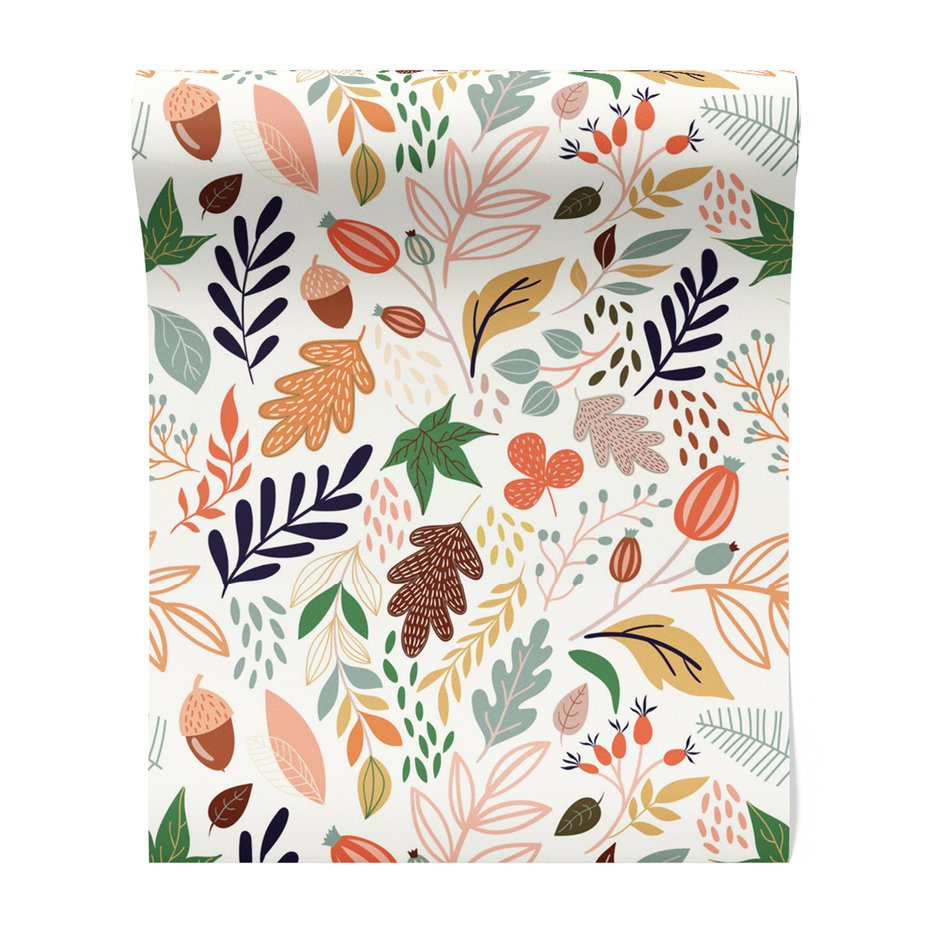 Tapeta - liście, żołędzie, owoce