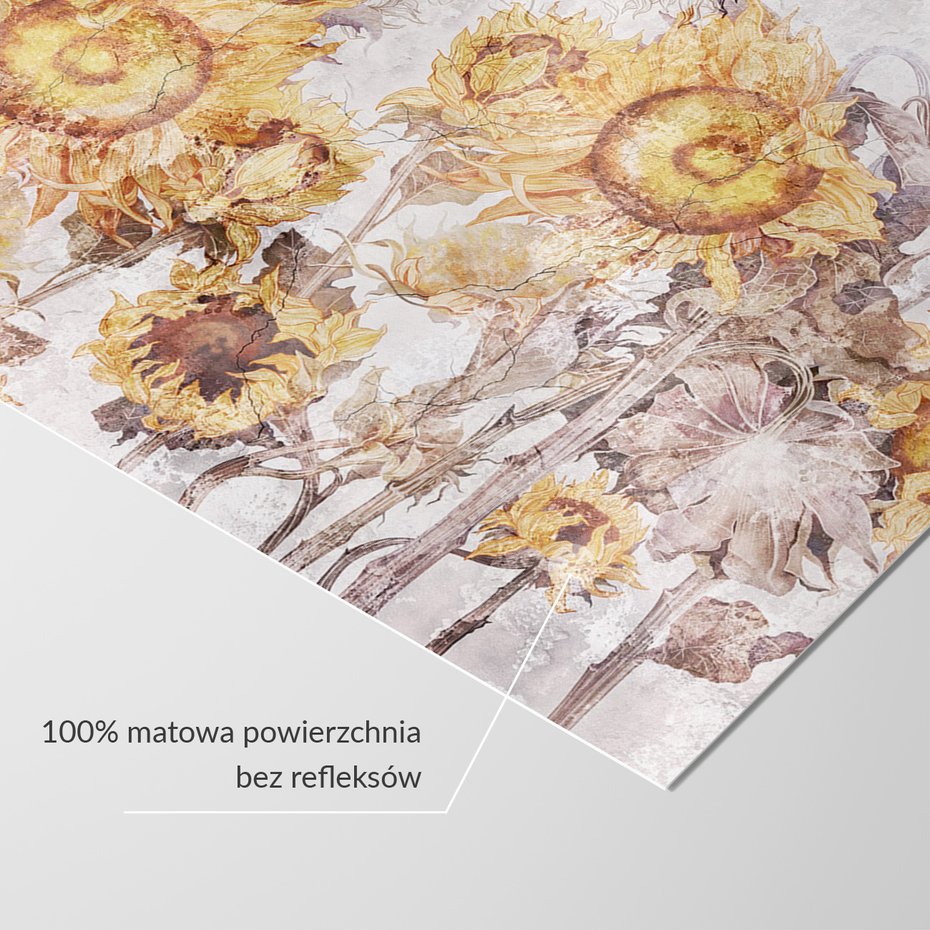 Fototapeta - beton, kwiaty, słoneczniki