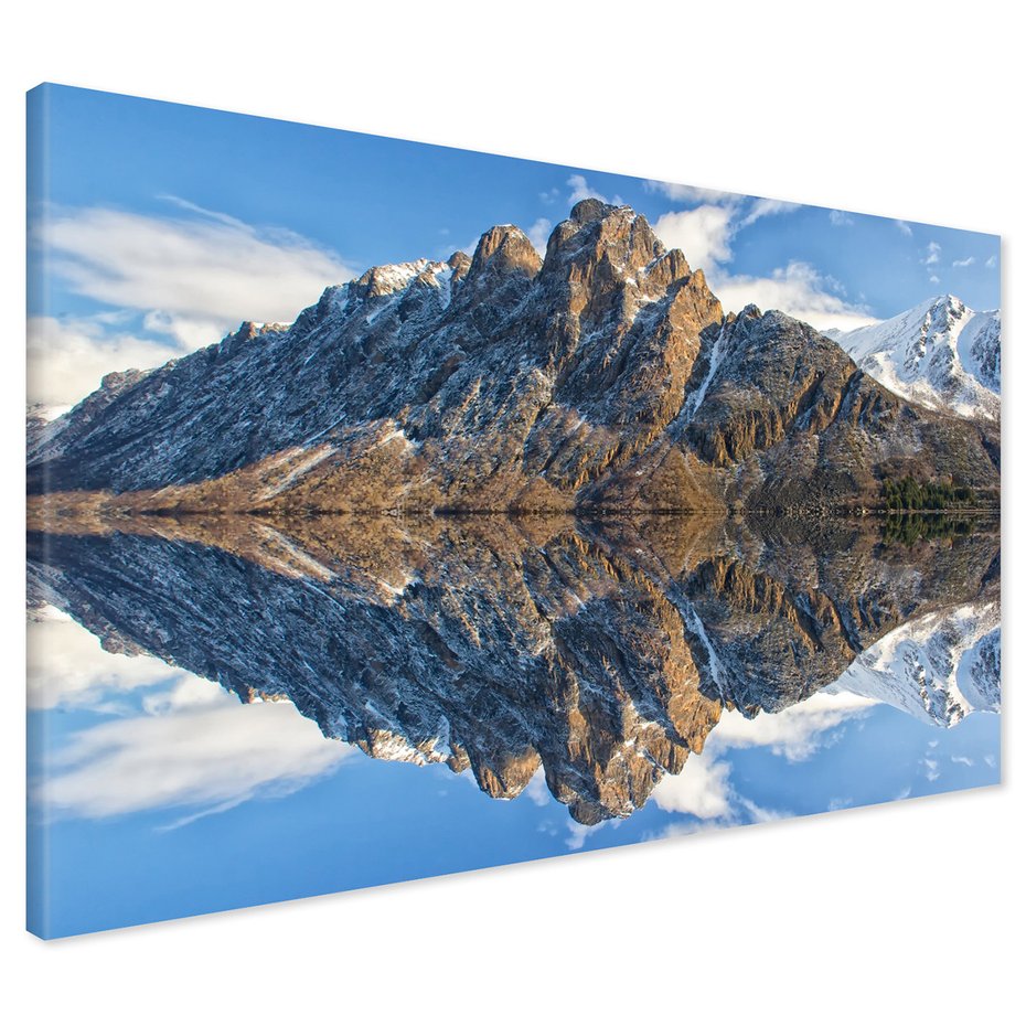 Obraz na płótnie - góry, odbicie, woda