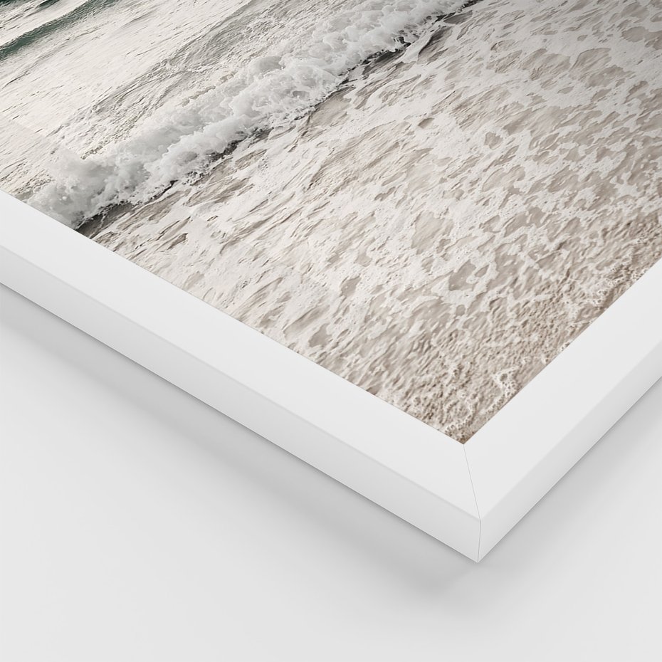 Zestaw obrazy w ramie, plakaty - plaża, piasek, morze - rama biała