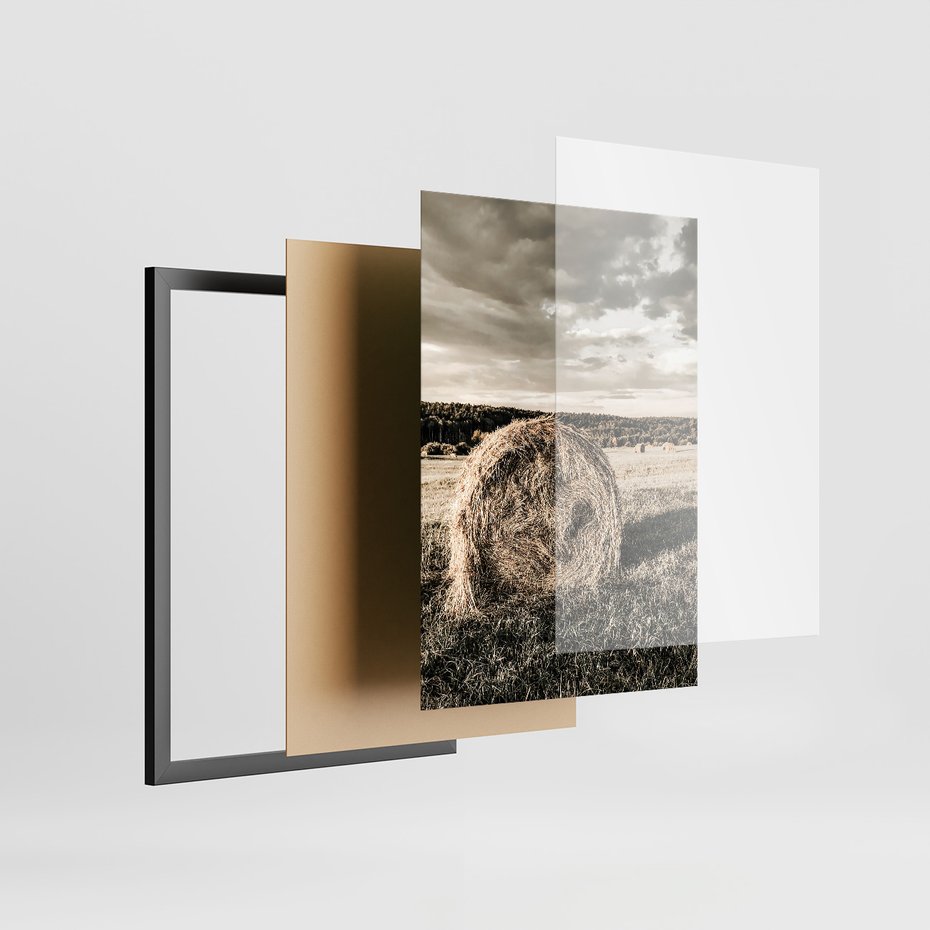 Zestaw obrazy w ramie, plakaty - wieś, zwierzęta, krajobraz - rama czarna